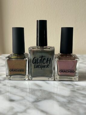 Cracked & Glitch Lacquer polishes